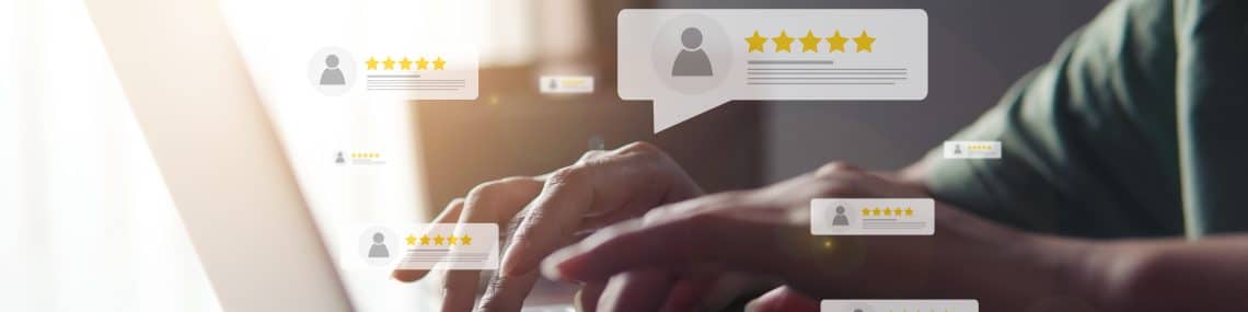 Image of someone leaving a review online.